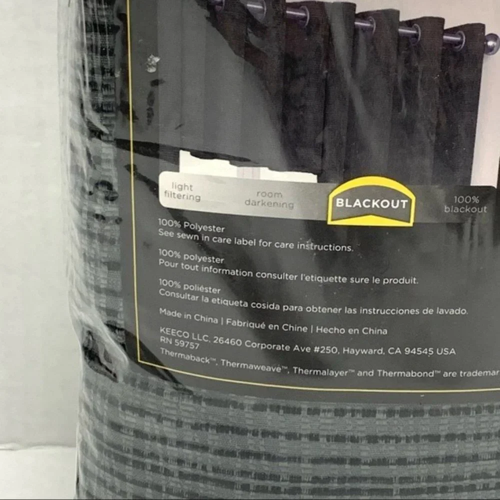 ECLIPSE Trevi Thermal Blackout Single Panel Grommet Curtain Black 52 x 108 NEW